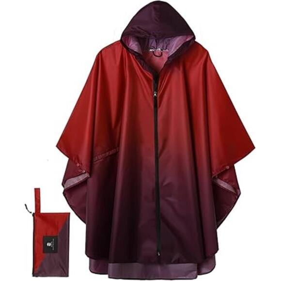 Rain Poncho Jacket Coat Hooded for Adults with Pockets - Picture 8 of 8